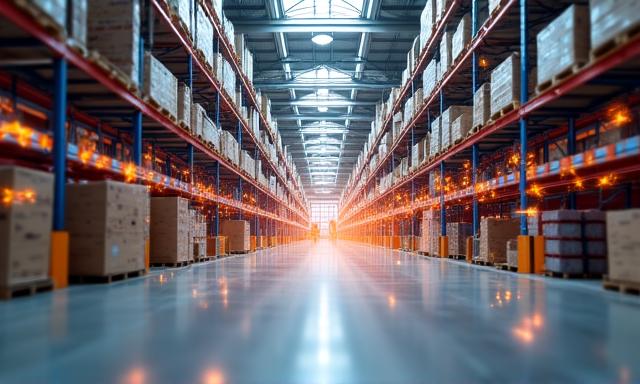 Magazzino automatizzato con grafici di analisi